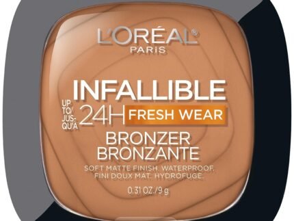 L’Oreal Paris Infallible Up to 24H Fresh Wear Soft Matte Longwear Bronzer. Waterproof, heatproof, Transfer, humidity and sweatproof, Light Medium, 0.31 oz