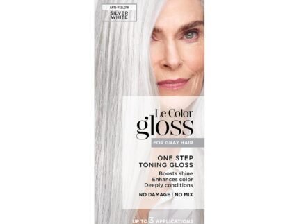 L’Oreal Paris Le Color Gloss One Step Toning Gloss, In-Shower Hair Toner with Deep Conditioning Treatment Formula for Gray Hair, Silver White, 1 Kit