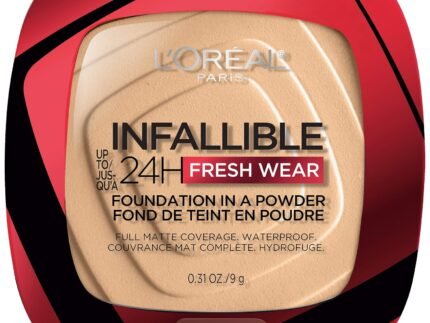 L’Oreal Paris Makeup Infallible Fresh Wear Foundation in a Powder, Up to 24H Wear, Waterproof, Vanilla, 0.31 oz. (Packaging May Vary)