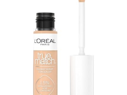 L’Oreal Paris True Match Radiant Serum Concealer, Brightening Under Eye Concealer Make Up with 1.5% Hyaluronic Acid and Caffeine, C4, 0.33 Oz
