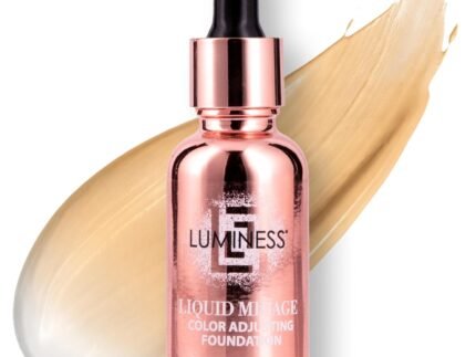LUMINESS Liquid Mirage Color Changing Foundation for Mature Skin, Skincare-Infused Makeup with Hyaluronic Acid & Vitamin E, Hydrating Liquid Foundation & Concealer Hybrid, Hypoallergenic (Medium)