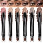 LUXAZA PRO Neutral Eyeshadow Stick Makeup 6PCS Set, Brown Nude Metallic Shimmer Matte Cream Eye Shadow Palette Eyeliner Brightener Pencil Crayon, Party Makeup – BROWN CANYON