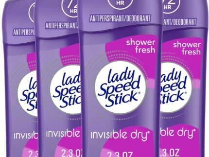 Lady Speed Stick Antiperspirant Deodorant for Women, 72 HR Sweat & Odor Protection, Invisible Dry, Shower Fresh Scent, 2.3 oz Stick (4 Pack)