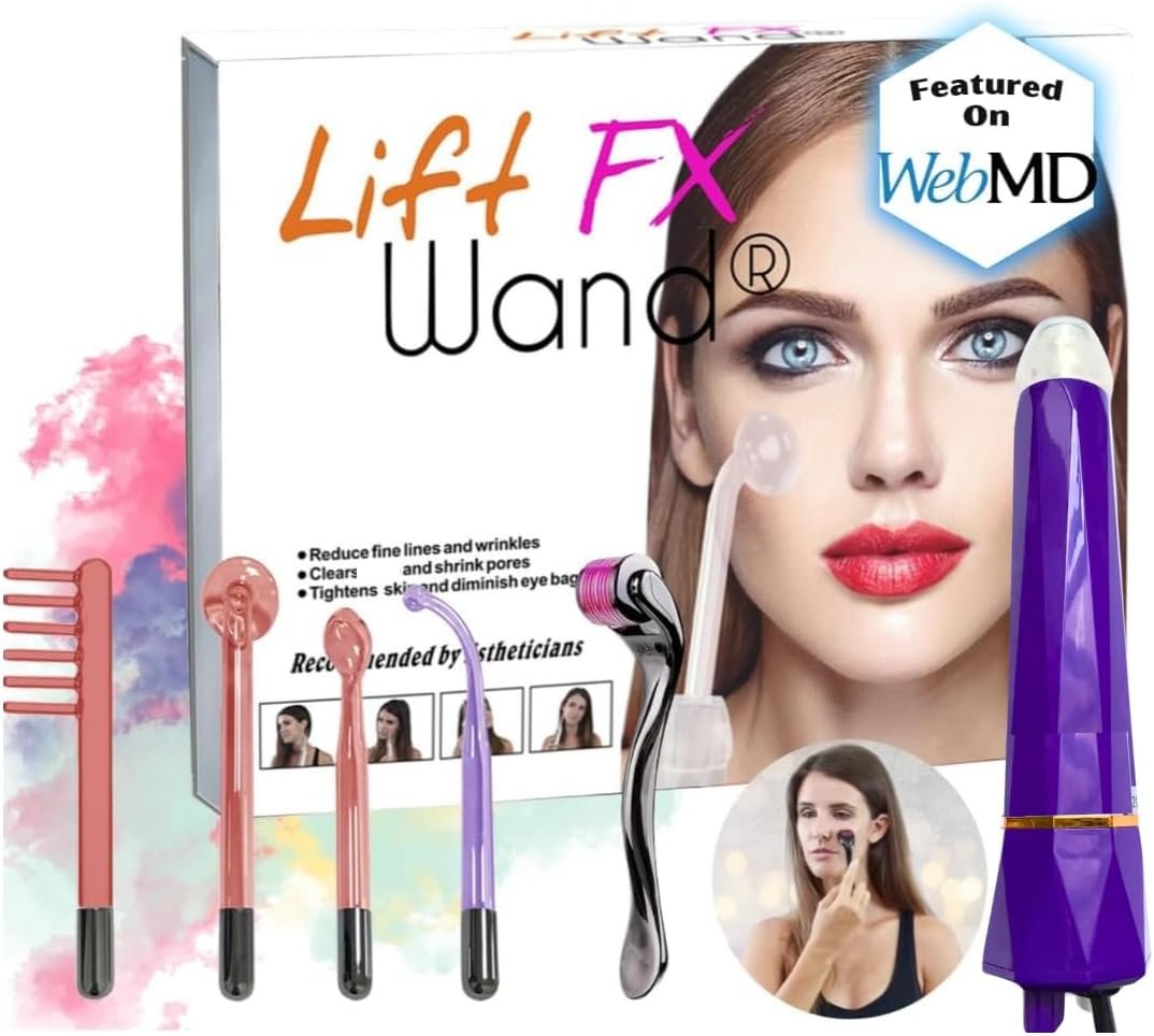 Lift Wand FX Facial Wand Skin Therapy Device Includes 4 Lift Wand FX Facial Wand Skin Therapy Device Includes 4 Attachments w/Micro Roller Anti Aging Wand, Diminish Wrinkles, Scars, Dark Circles, Breakthrough Device for Beauty