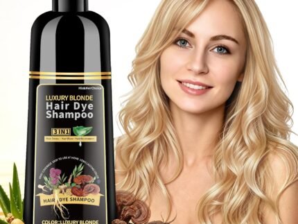 Luxury Blonde Hair Dye Shampoo, 3-in-1 Natural Hair Color for Gray Coverage