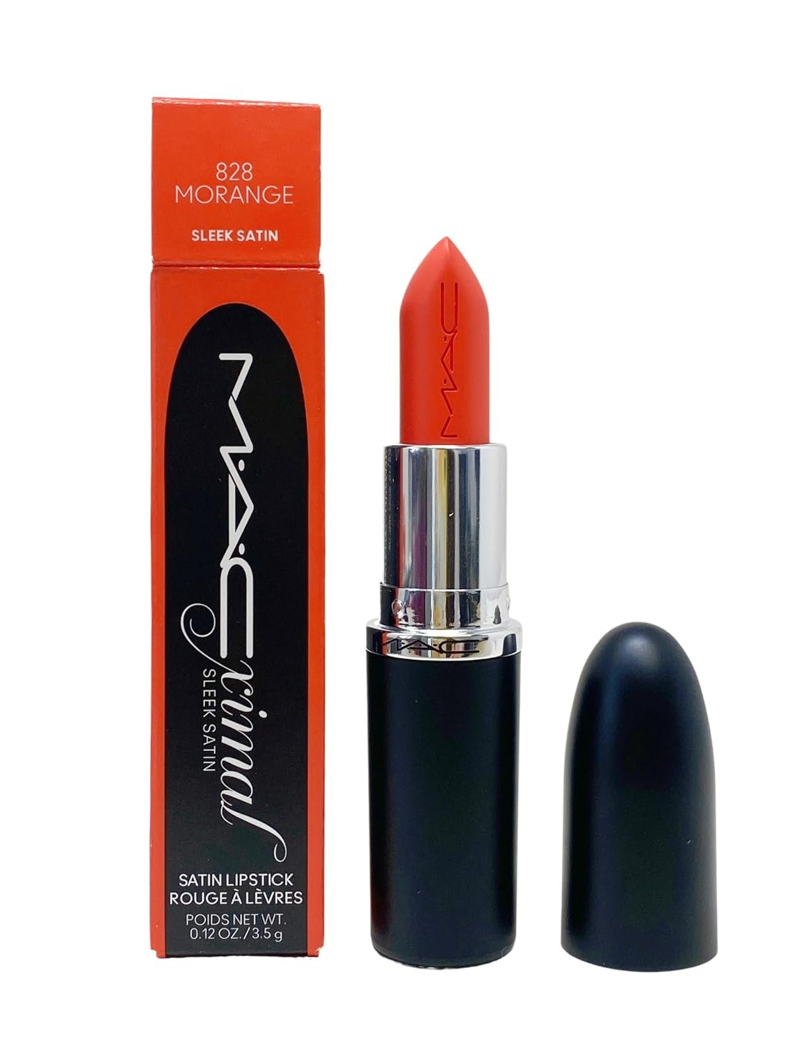 MAC Cosmetics Ximal Sleek Satin Lipstick – 828 Morange (Bright orange) 0.12 Oz / 3.5 g MAC Cosmetics Ximal Sleek Satin Lipstick – 828 Morange (Bright orange) 0.12 Oz / 3.5 g
