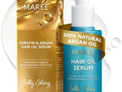 MAREE Hair Oil for Frizzy Hair with Argan Oil, Keratin & Biotin – Hair Serum for Dry and Curly Hair Gloss – Frizz Control Hair Care Products for Women – Aceite Para el Cabello – 50 ml