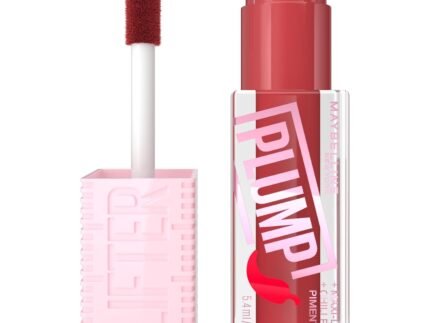 MAYBELLINE Lifter Gloss Lifter Plump, Plumping Lip Gloss with Chili Pepper and 5% Maxi-Lip, Hot Chili, Terracotta Red Cream, 1 Count