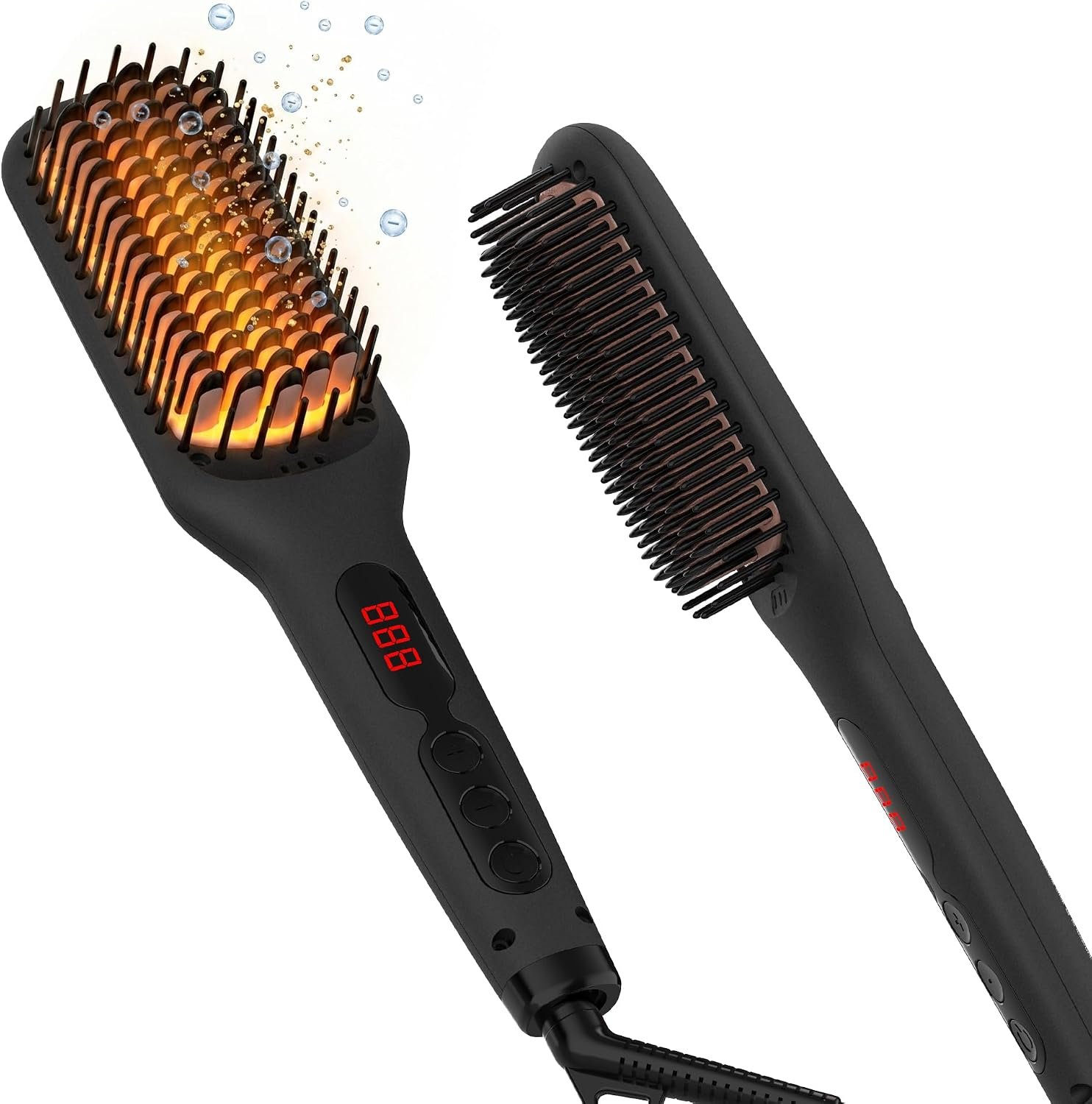MEGAWISE Black Ceramic Ionic Straightener Brush, 20s Fast Heat, Dual MEGAWISE Black Ceramic Ionic Straightener Brush, 20s Fast Heat, Dual Volt