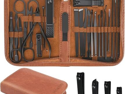 MINKINH Manicure Set Nail Clippers Set Pedicure Kit, 26-Piece Brown