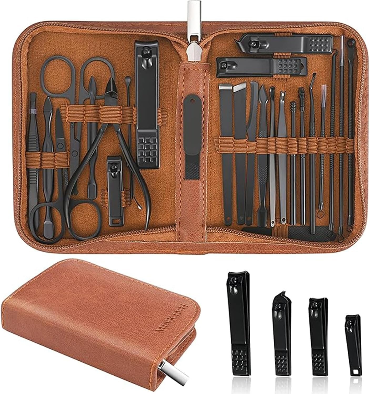 MINKINH Manicure Set Nail Clippers Set Pedicure Kit, 26-Piece Brown MINKINH Manicure Set Nail Clippers Set Pedicure Kit, 26-Piece Brown