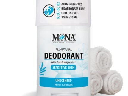 MONA BRANDS All Natural Deodorant For Women & Men | For Sensitive Skin | No Aluminum or Baking Soda | (UNSCENTED 1.76 Oz)