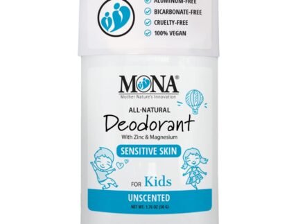 MONA UNSCENTED 100% Natural Deodorant for Kids, Preteens & Teens | Clean Beauty Award Winner | No Baking Soda, Synthetic Scents or Aluminum | Safe for Kids with Sensitive Skin | (UNSCENTED 1.76 Oz)