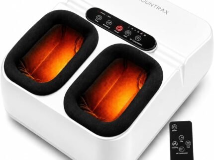 MOUNTRAX Foot Massager Machine with Heat, Foot Massager for Plantar Fasciitis, Neuropathy Pain, Shiatsu Foot Massager with Remote, Fits Feet Up to Men Size 13 (White)