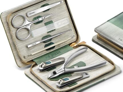 MR.GREEN Manicure Sets Pedicure Kits Stainless Steel Nail Clipper Personal Care Tools with PU Leather Case (Green)