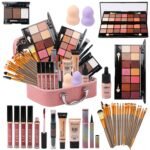 MTDXILTAI All in One Makeup Kit for Makeup storage bag 2X14 Colors Eyeshadow Palette Liquid Foundation Eyeliner Pencils Contouring Stick 20Pcs Make up Brushes For Women Girls Teens (Pink)