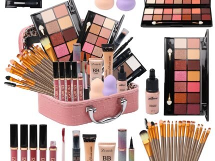 MTDXILTAI All in One Makeup Kit for Makeup storage bag 2X14 Colors Eyeshadow Palette Liquid Foundation Eyeliner Pencils Contouring Stick 20Pcs Make up Brushes For Women Girls Teens (Pink)