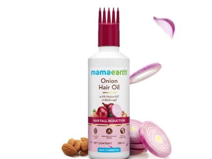 Mamaearth Onion Hair Oil | Natural & Organic Anti Hair Loss & Hair Fall Control Oil with Redensyl | for Color Treated & All Hair Types | 5.07 Fl Oz (150ml)
