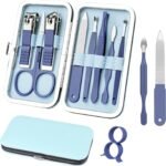 Manicure Set 8 in 1 Nail Clipper Set,RedFlow Nail Clippers,Fingernail & Toenail Clippers,Manicure Tools,Pedicure Tools,Suitable for Travel Manicure Kit,Nail Set Kit with Everything Profe (Blue)