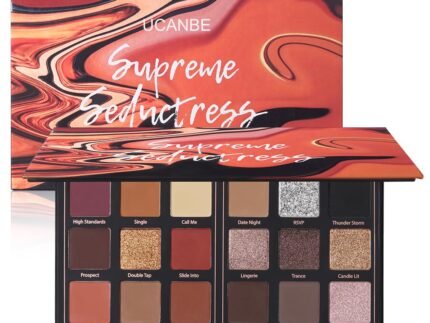 Matte Eyeshadow Palette Pro 18 Colors Pigmented Shimmer Glitter Eye Shadow Palette, Long Lasting Waterproof Dark Smokey Powder Cosmetics Pallet Halloween Valentine Gift Makeup Kit (01# Seductress)