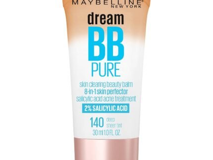 Maybelline Dream Pure Skin Clearing BB Cream, 8-in-1 Skin Perfecting Beauty Balm With 2% Salicylic Acid, Sheer Tint Coverage, Oil-Free, Deep, 1 Count