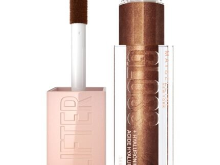 Maybelline Lifter Gloss, Hydrating Lip Gloss with Hyaluronic Acid, High Shine for Plumper Looking Lips, Crystal, Golden Neutral, 0.18 Ounce