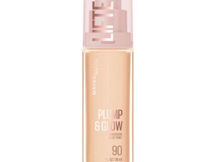 Maybelline Lifter Plump & Glow Foundation, Liquid Foundation with 2% Niacinamide + Hyaluronic Acid, Plumping and Brightening Face Makeup, 90, 1 Count