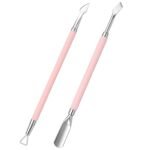 MelodySusie 2Pcs Dual-ended Cuticle Pusher & Nail Polish Scraper Set, Pink