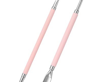 MelodySusie 2Pcs Dual-ended Cuticle Pusher & Nail Polish Scraper Set, Pink