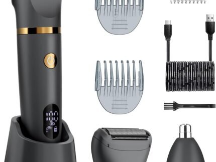 Men Ball Shaver, 3-in-1 Titanium Blade Pubic Trimmer IPX7 Wet Dry Electric Razor