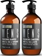 Mens Shampoo and Conditioner Set - Sulfate Free Strengthening and Thickening Formula for Fuller Hair - Helps with Thinning Hair - Formulated for Men - 16 Fl Oz (Set of 2)
