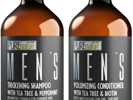 Mens Shampoo and Conditioner Set - Sulfate Free Strengthening and Thickening Formula for Fuller Hair - Helps with Thinning Hair - Formulated for Men - 16 Fl Oz (Set of 2)