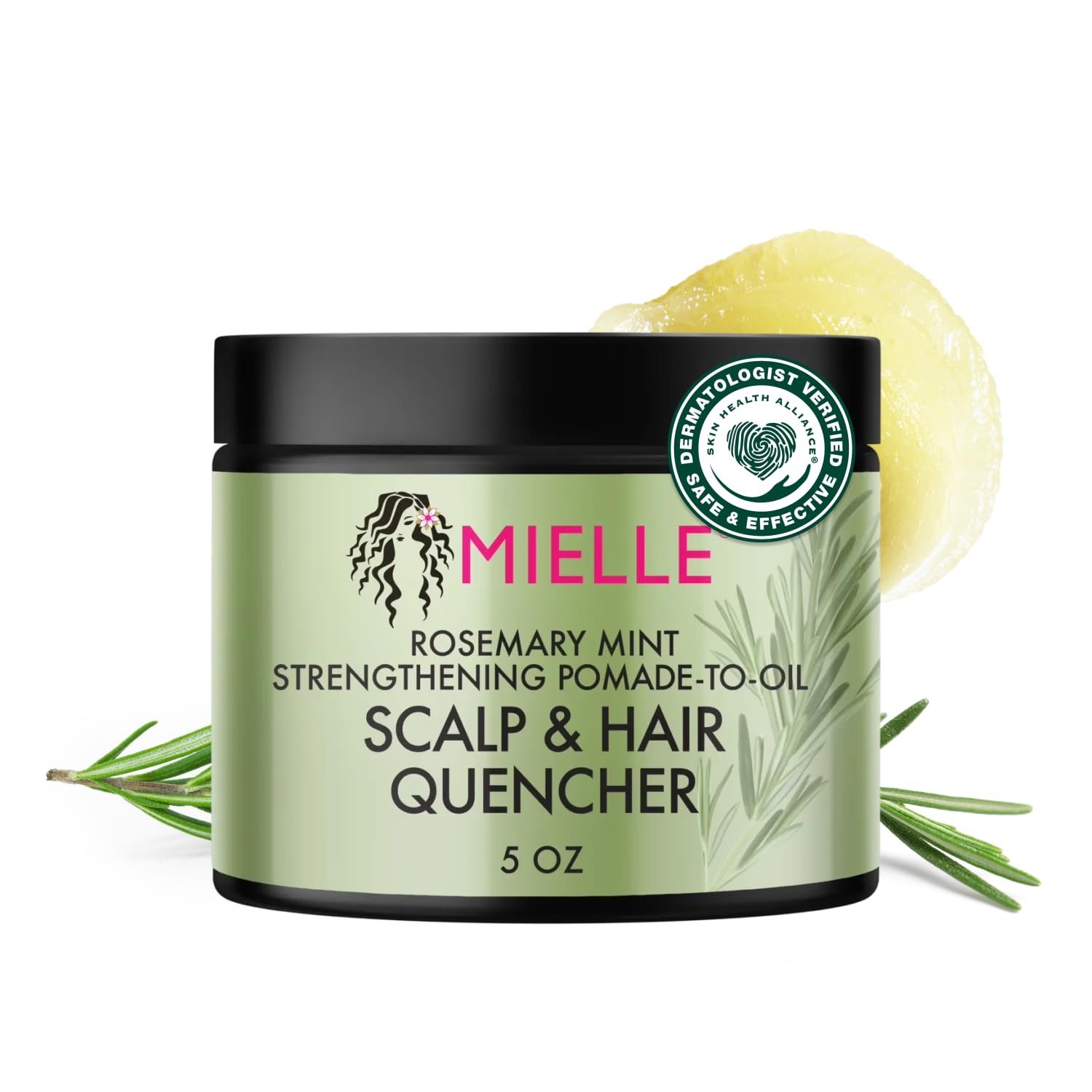 Mielle Organics Rosemary & Mint Hair Pomade for Women & Mielle Organics Rosemary & Mint Hair Pomade for Women & Men - Conditioning Natural Hair Moisturizer to Quench the Scalp, Lock in Wave Patterns, Add Shine & Help Protect Against Dryness (5 oz)