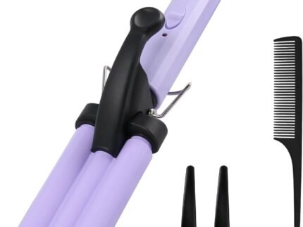 Mini Hair Crimper, janelove 1/2 Inch Beach Waves Curling Iron, Hair Waver for Short & Medium with 3 Ceramic Barrels, Home and Travel Friendly Crimper Hair Tool, Dual Voltage, 392℉ Fast Heating