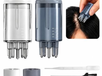 Minoxidil Applicator, 2 Pack Scalp Applicator Comb with Cleaning Brush and Dropper, Rollerball Hair Oil Dispenser Bottle for Precise Root Targeted, Quick Effortless Scalp Brush Tool
