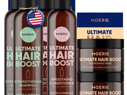 Moérie Hair Growth Shampoo, Conditioner and Mask – Hair Loss Solution with Biotin and Rosemary, Thickening Hair Regrowth Set for Thinning Hair – Ultimate Hair Growth Care (Double Set)