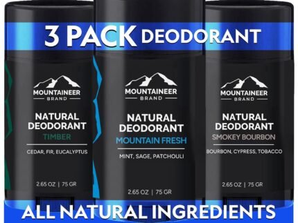 Mountaineer Brand 3 Natural Deodorant for Men Multiple Scents Bundle | Aluminium Free | Made in West Virginia | Organic & Non Toxic | Odor & Sweat Control | 2.65 oz (3 Pack)