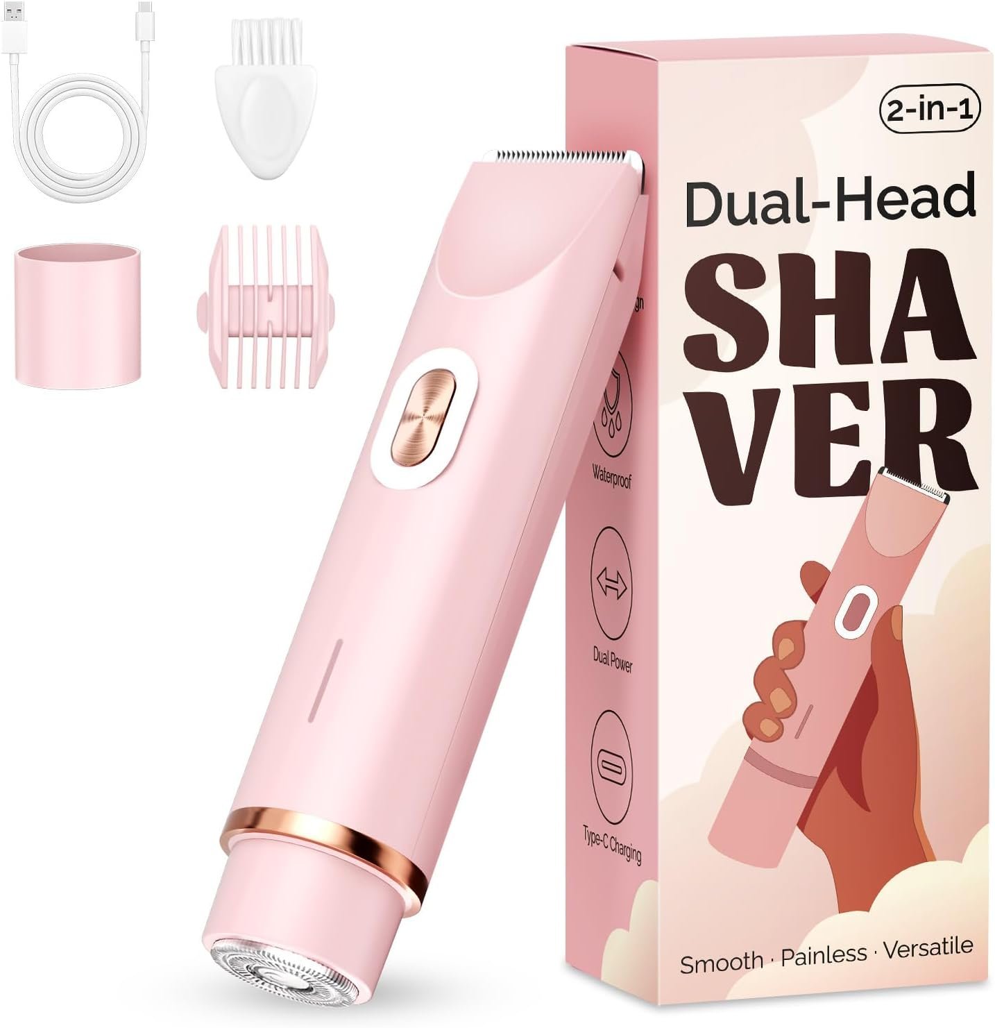 Mpotmiy 2-in-1 Electric Shaver for Women/Men, Dual-Head Bikini Trimmer,Gift Mpotmiy 2-in-1 Electric Shaver for Women/Men, Dual-Head Bikini Trimmer,Gift