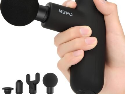 NEPQ Mini Massage Gun, Powerful Fascial Gun Portable Deep Tissue Percussion Muscle Back Head Massager for Pain Relief with 4 Massage Heads High-Intensity Vibration Rechargeable Small Massage Gun