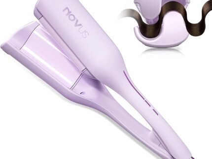 NOVUS Curling Iron Hair Crimper Waver – 1.4 Inch Anti-Scald Waves Curling Wand, Ionic Deep Waver Hair Curler Tool with Ceramic 2 Barrel for All Hair Types, Auto Shutdown Protection