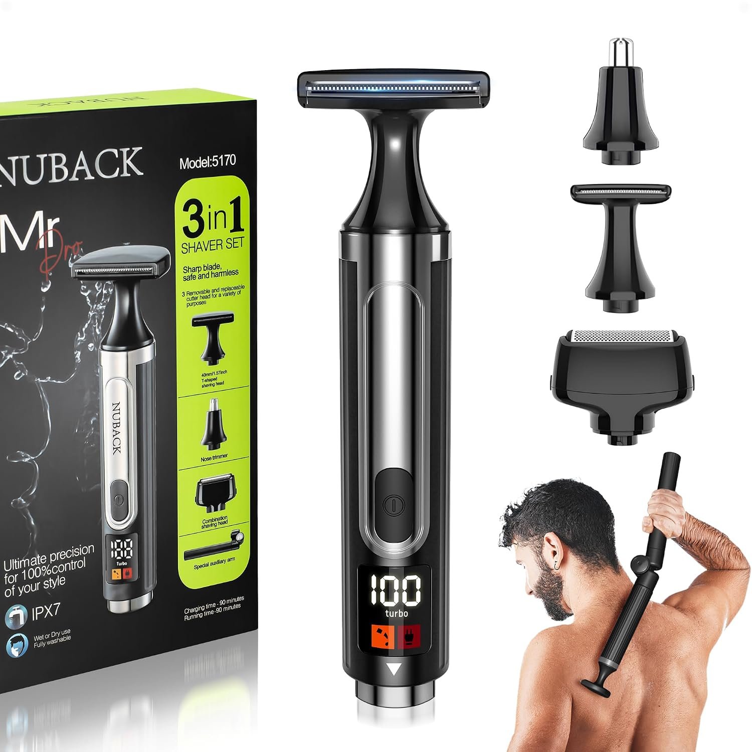 NUBACK Back Shaver for Men, Electric Long Handle Body Trimmer NUBACK Back Shaver for Men, Electric Long Handle Body Trimmer