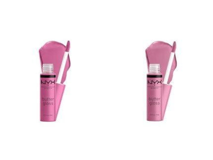 NYX Butter Gloss Non-Sticky Lip Gloss Merengue (Pink Lilac) & Eclair (Pink) Bundle