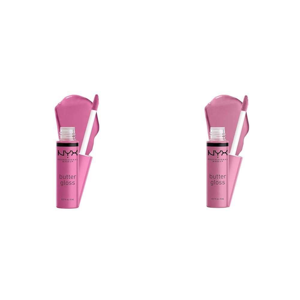 NYX Butter Gloss Non-Sticky Lip Gloss Merengue (Pink Lilac) & NYX Butter Gloss Non-Sticky Lip Gloss Merengue (Pink Lilac) & Eclair (Pink) Bundle