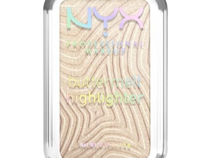 NYX PROFESSIONAL MAKEUP Buttermelt Highlighter, Powder Highlighter Makeup, With Up to 12H Wear and High Impact Glow – 05 Bright and Butta (Light Champagne)