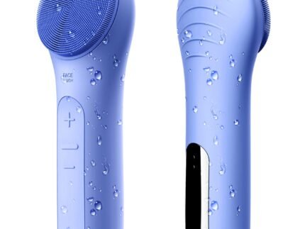 NågraCoola CLIE Facial Cleansing Brush, Waterproof and Rechargeable Face Scrub Brush for Men & Women, Cleansing, Exfoliating and Massaging, Electric Face Scrubber – Blue