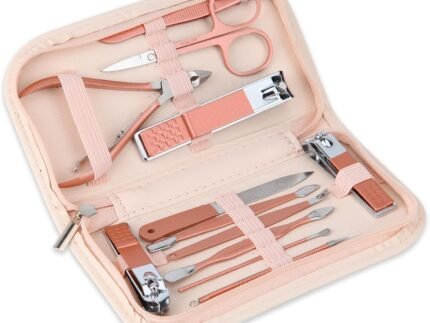 Nail Clippers & Beauty Tool Portable Set, Rose Gold Manicure Set, 12 in 1.
