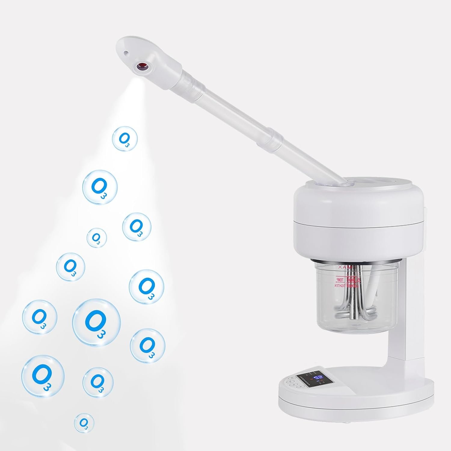 Nano Ionic Facial Steamer, Portable Face Steamer with LCD Screen, Extendable 360° Rotating Arm, Rotatable Nozzle, Hot Mist Function for Personal Care at Home or Salon Nano Ionic Facial Steamer, Portable Face Steamer with LCD Screen, Extendable 360° Rotating Arm, Rotatable Nozzle, Hot Mist Function for Personal Care at Home or Salon