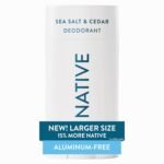 Native Aluminum Free Deodorant, Sea Salt & Cedar, Large Size Stick, 72 Hour Odor Control, for Women & Men, Contains Naturally Derived Ingredients, 3.1 oz