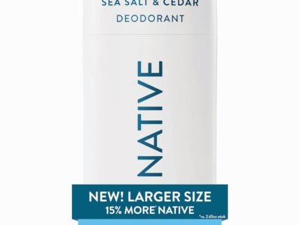 Native Aluminum Free Deodorant, Sea Salt & Cedar, Large Size Stick, 72 Hour Odor Control, for Women & Men, Contains Naturally Derived Ingredients, 3.1 oz