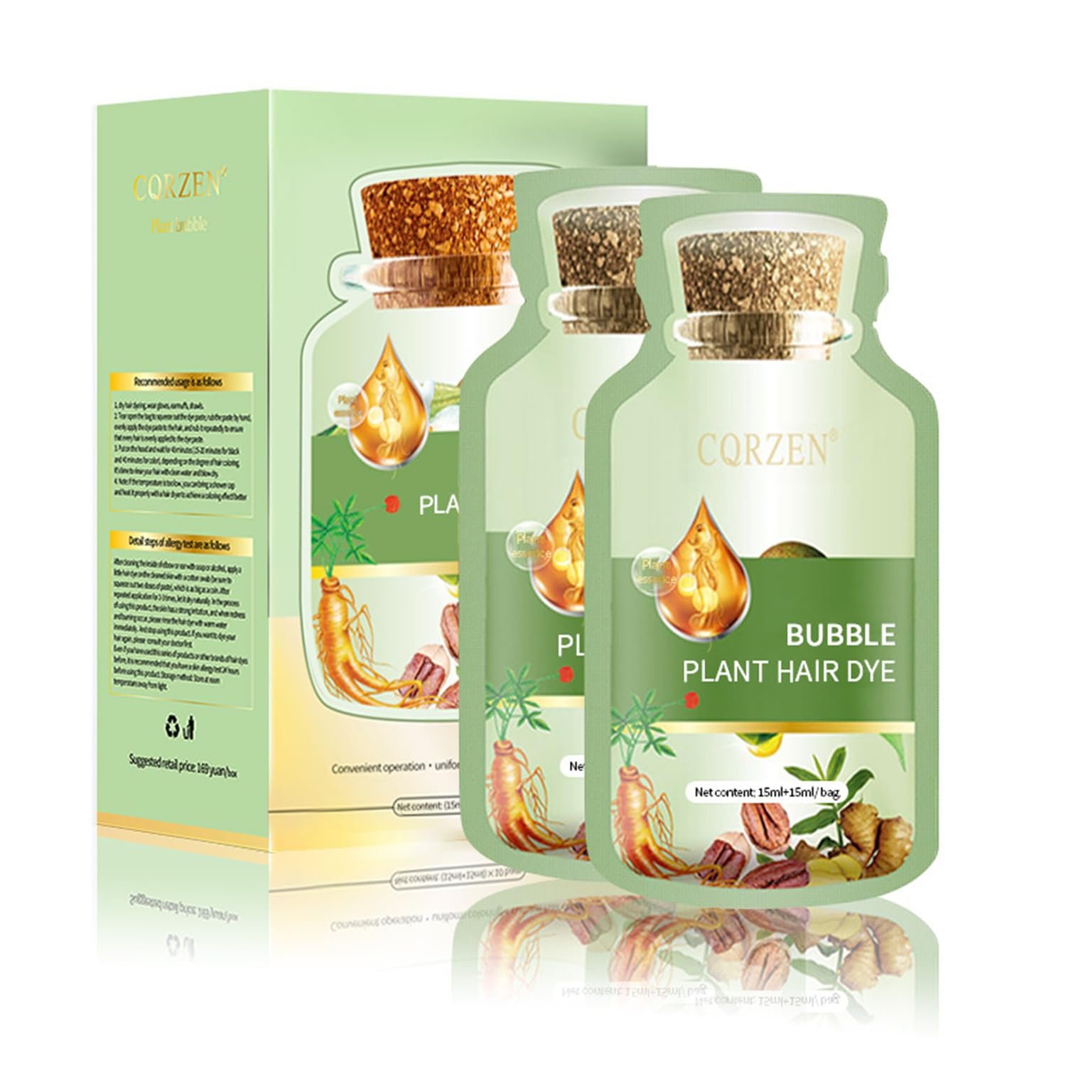 Natural Plant Hair Dye, New Botanical Bubble Hair Dye 20ml 10Packs/Box, Pure Plant Extract for Grey Hair Color Bubble Dye, Color Conditioner Shampoo (Natural Black) Natural Plant Hair Dye, New Botanical Bubble Hair Dye 20ml 10Packs/Box, Pure Plant Extract for Grey Hair Color Bubble Dye, Color Conditioner Shampoo (Natural Black)